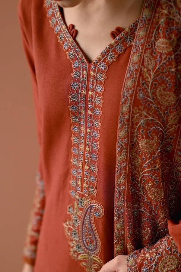 Dhanak Dress 3pc with Embroidered Shawl,Winter Collection