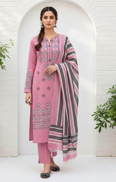 Khaadi Khaadar Embroidery 3pc Dress with Shawl
