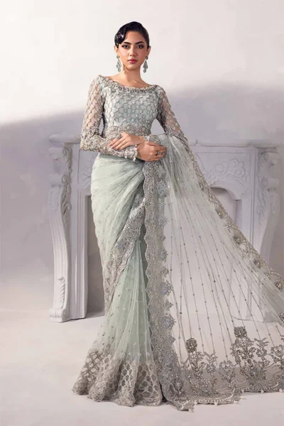 Maria.B. Mariella Ice Green Luxury Saree