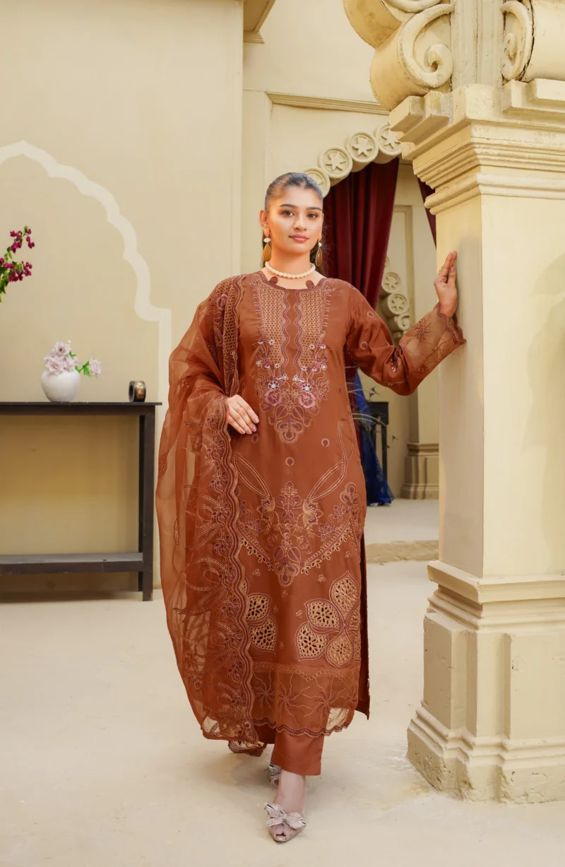Marjan-Dhanak Embroidery 3pc Dress 
