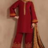 Maroon Dhanak Embroidered Suit Winter Collection