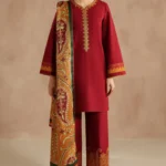 Maroon Dhanak Embroidered Suit Winter Collection