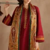 Maroon Dhanak Embroidered Suit Winter Collection
