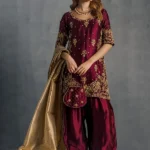 Sehrish Nadeem-Ayzel Luxury Maroon Embroidered Dress