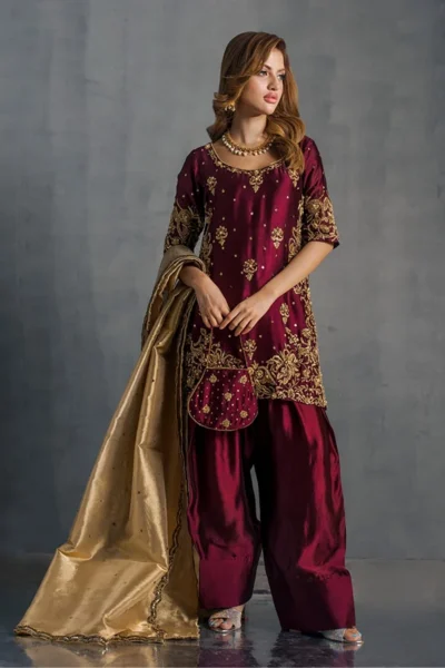 Sehrish Nadeem-Ayzel Luxury Maroon Embroidered Dress