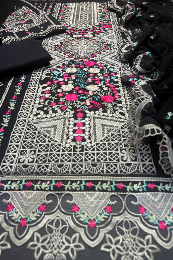 Bin Ilyas- Luxury Lawn Heavy Embroidered 3pc + Embroidered Dupatta