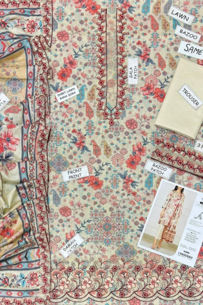 Bana Doria Lawn 3pc Dress with Patches Bana Doria Lawn 3pc Dress with Patches