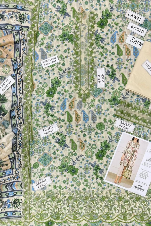 Bana Doria Lawn 3pc Dress with Patches