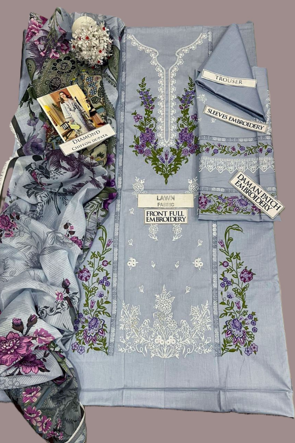 Jade- Luxury Embroidered Lawn 3pc Suit