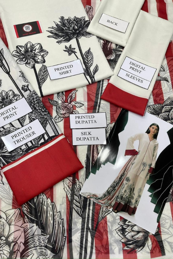 Tie N Die Digital Printed Silk 3 Piece Suit (03)