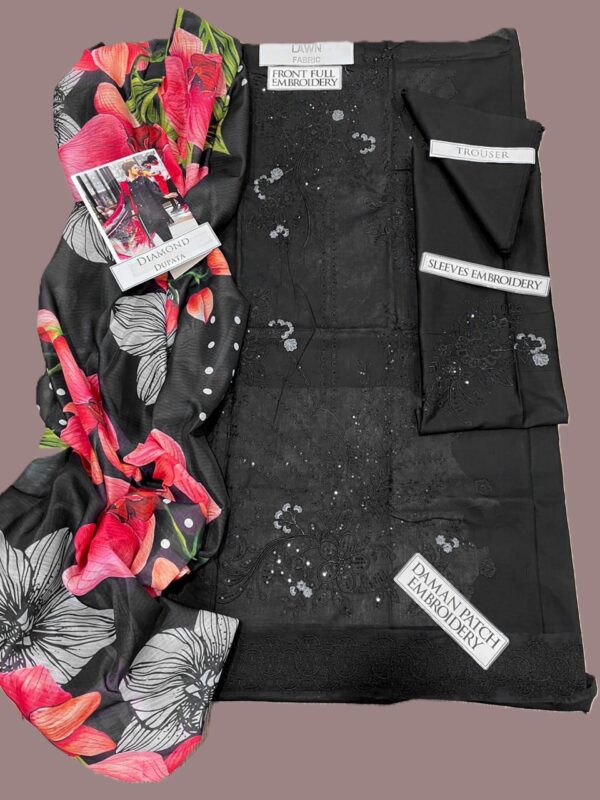 Mushq – Lawn Embroidered Black 3pc