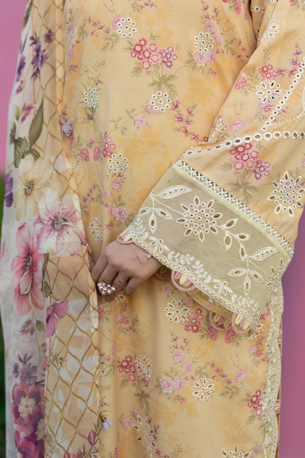 Afrozeh-Luxury Lawn 3pc + Embroidery Patches