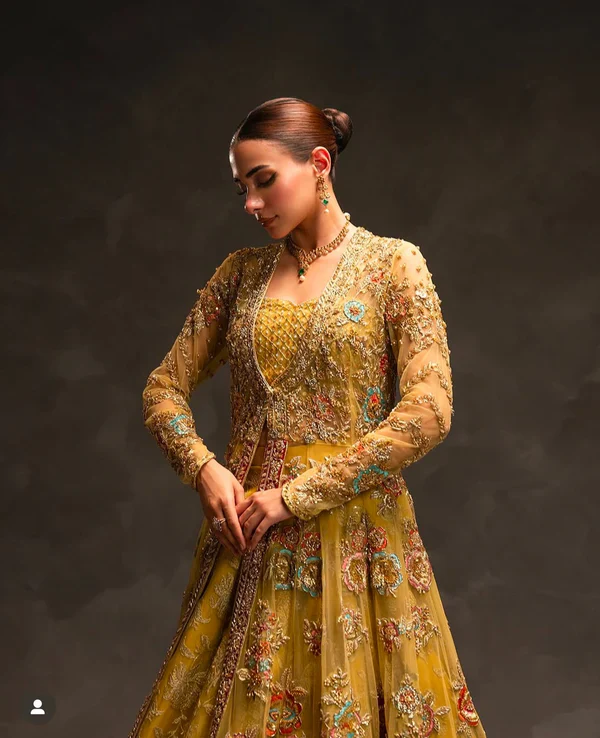 Ahmad Sultan- Mustard Gold Luxury Bridal Lehenga