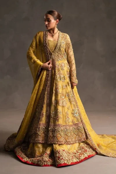 Ahmad Sultan- Mustard Gold Luxury Bridal Lehenga