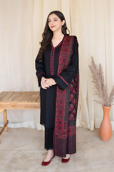 Asling-Unstitch Dhanak Embroidery 3pc Suit