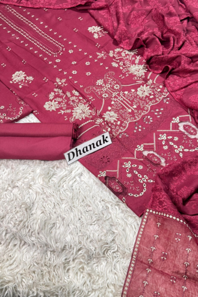 Bana Doria Dhanak Heavy Embroidered 3PC Suit (5) Bana Doria Dhanak Heavy Embroidered 3PC Suit (2)