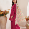 Baroque-Dhanak Unstitch Embroidered 3pc pink Dress