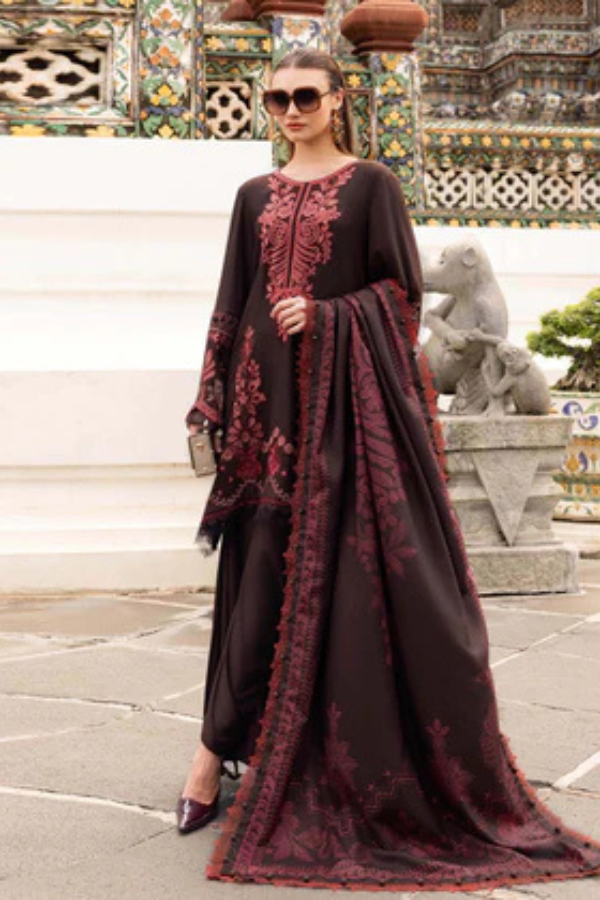 Embroidered Dhanak 3pc Casual Dress