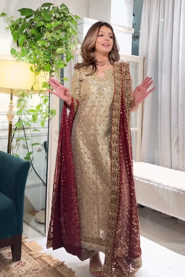 Haris Shakeel Luxury Embroidered Dress | Elegant Party Wear