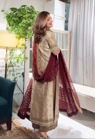 Haris Shakeel Luxury Embroidered Dress | Elegant Party Wear