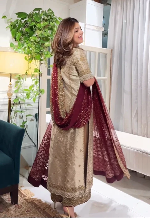 Haris Shakeel Luxury Embroidered Dress | Elegant Party Wear