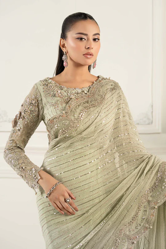 Heavily hand-embellished saree