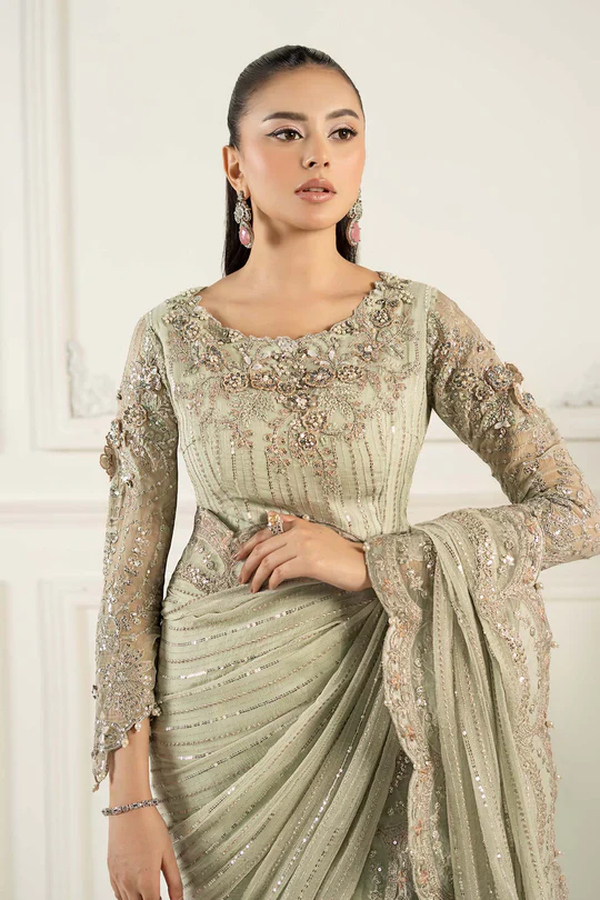 Heavily hand-embellished saree