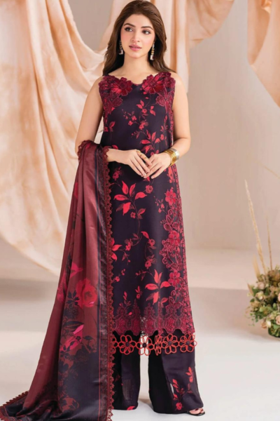 Iznik Floral Printed Dress for Women Formal Wear