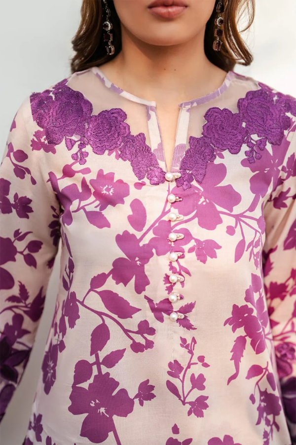 Iznik-Lawn 3pc Printed with Embroidered Patches