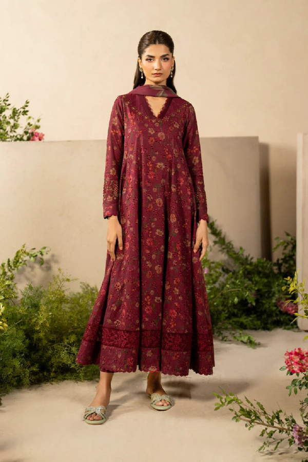 Iznik-Lawn Sequence Embroidered 3pc with Chiffon Dupatta