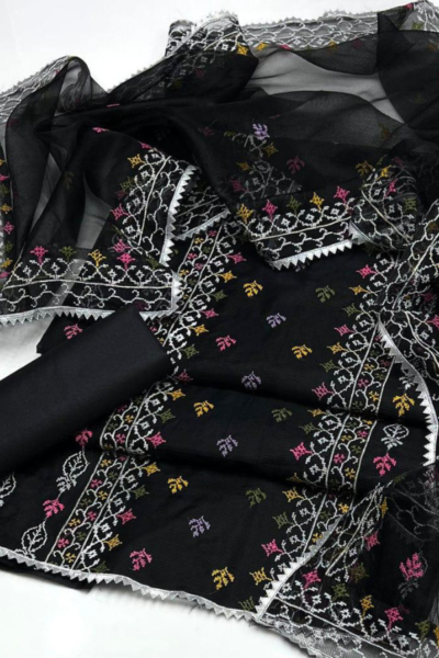 Kaadi Net Embroidered 3pc with Embroidered Dupatta