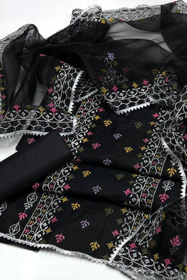 Kaadi Net Embroidered 3pc with Embroidered Dupatta