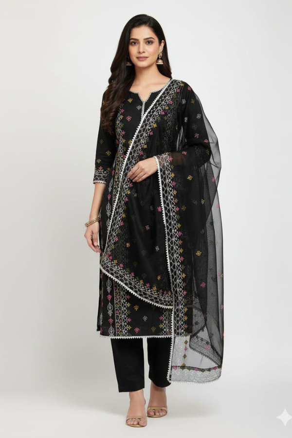 Kaadi Net Embroidered 3pc with Embroidered Dupatta