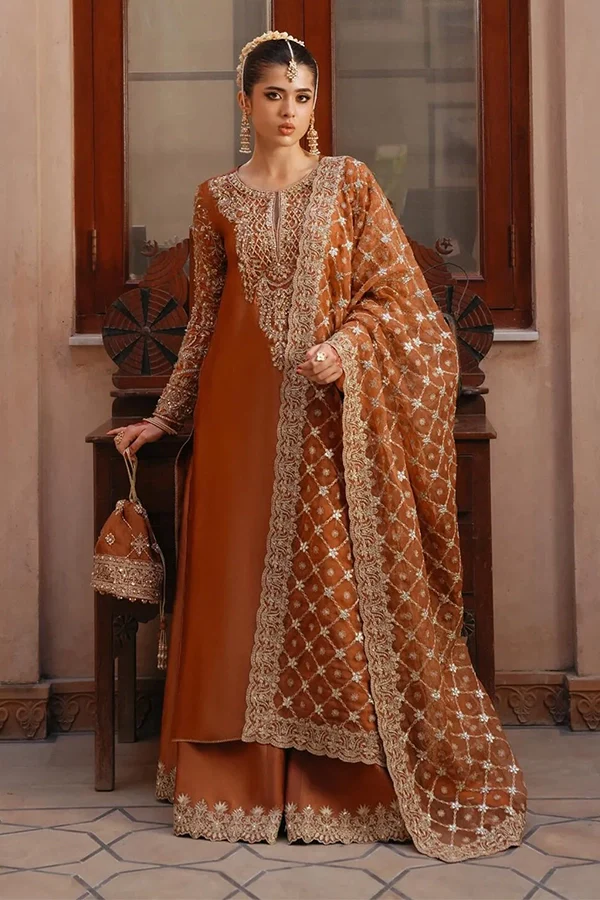 Kanwal Malik - Zulekha Embroidered Slik 3pc Suit