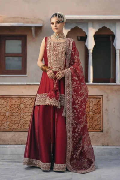Kanwal Malik - Mehek Meroon- 3pc Embroidered Party Wear