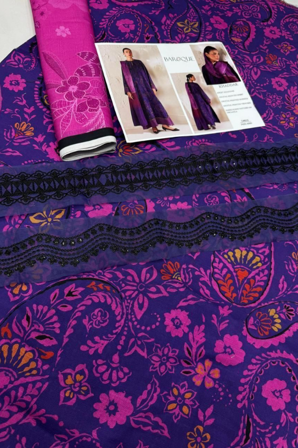 Khaddar Digital Printed with Embroidery Patches (069)