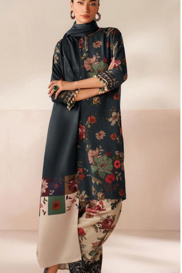 Khaddar Digital Printed with Embroidery Patches
