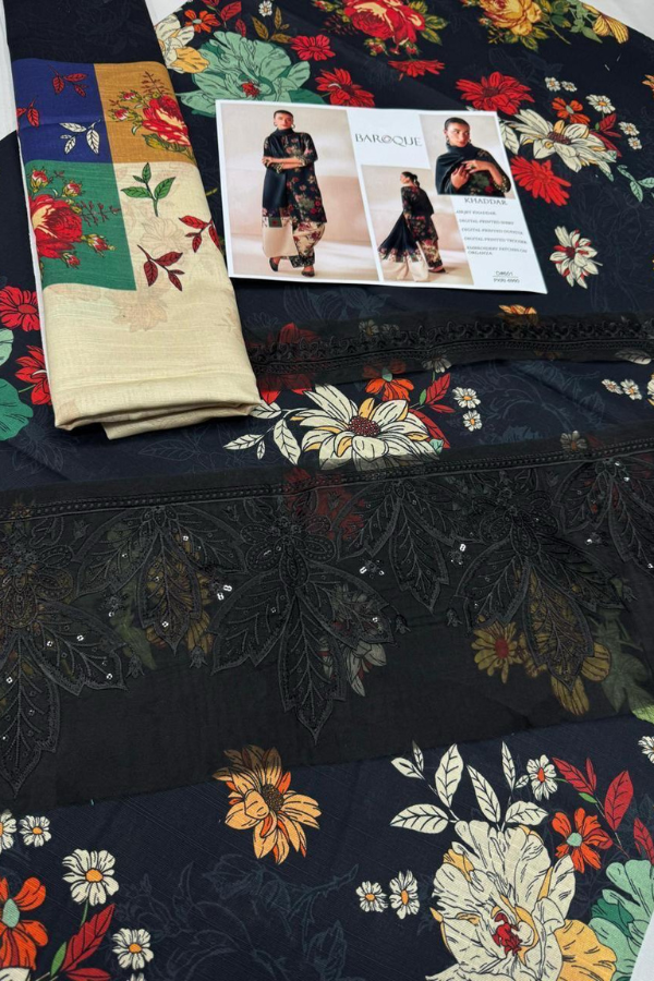 Khaddar Digital Printed with Embroidery Patches