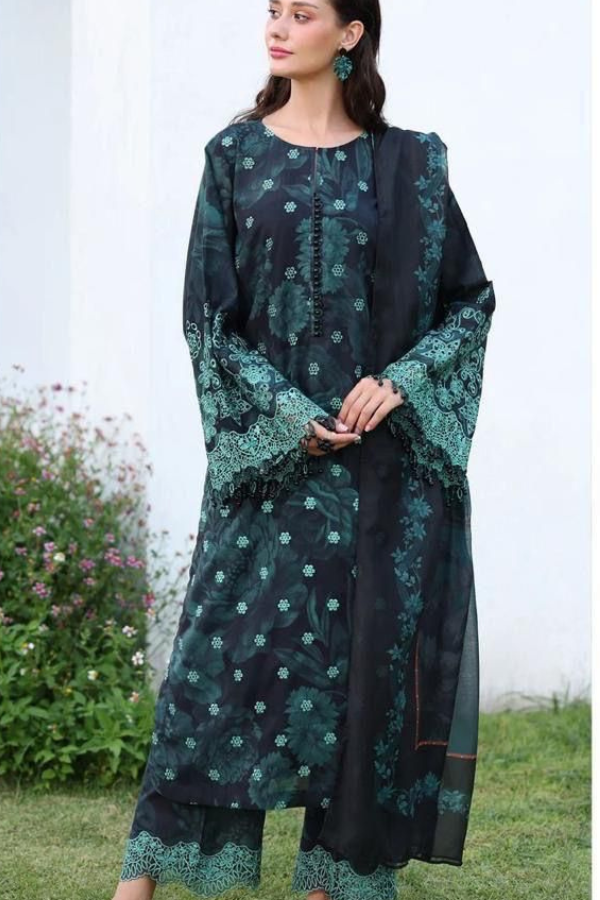 Khaddar Digital Printed with Heavy Embroidery Patches (062)