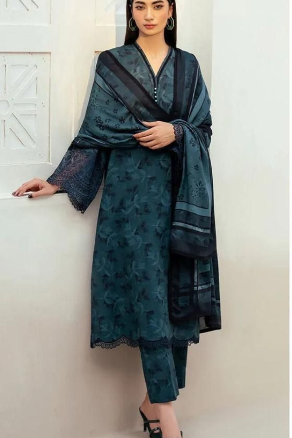 Khaddar Digital Printed with Heavy Embroidery Patches (066)
