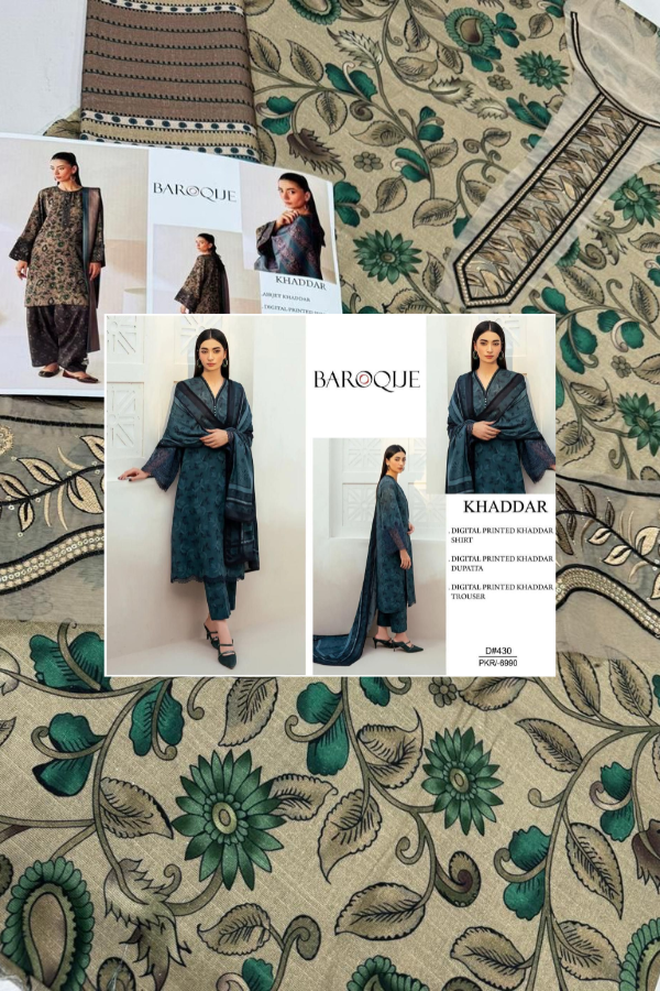 Khaddar Digital Printed with Heavy Embroidery Patches (061)