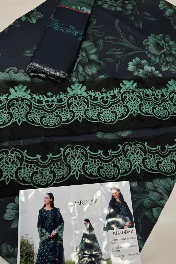 Khaddar Digital Printed with Heavy Embroidery Patches (062)
