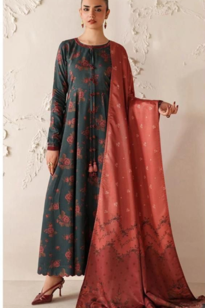 Khaddar Digital Printed with Heavy Embroidery Patches (065)