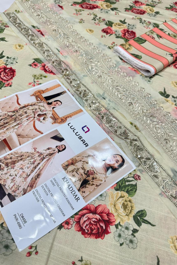 Khaddar Digital Printed with Heavy Embroidery Patches (066)