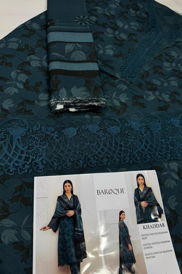 Khaddar Digital Printed with Heavy Embroidery Patches (066)