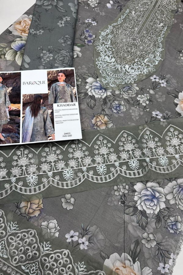 Khaddar Digital Printed with Heavy Embroidery Patches (064)