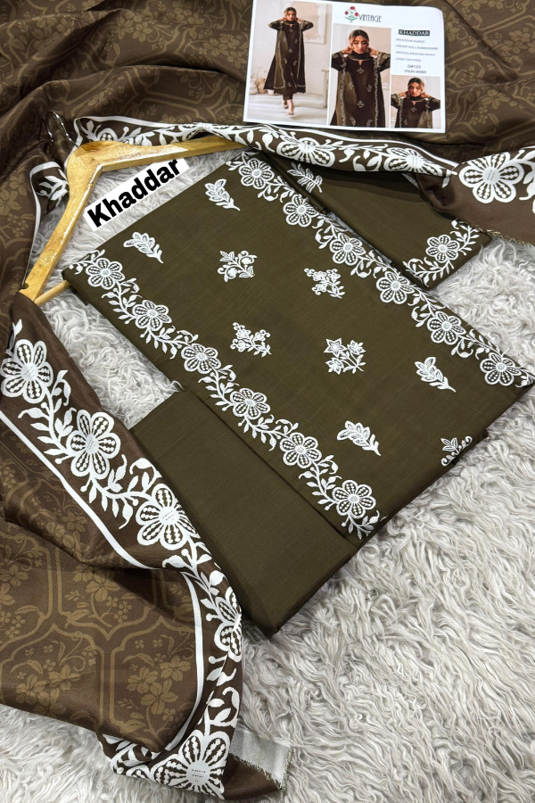 Khaddar Embroidered 3pc Winter Dress