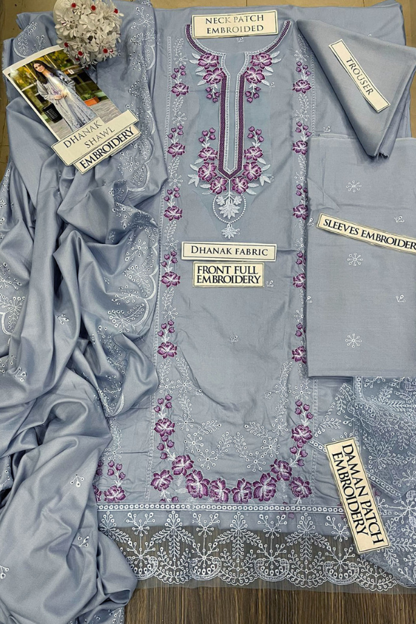 Libaas-Luxury Dhanak Embroidered 3pc Dress