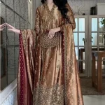 Luxury Golden Embroidered Dress Pakistani Designer Wear