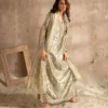 Luxury Jade Green Embroidered Long 3pc Dress